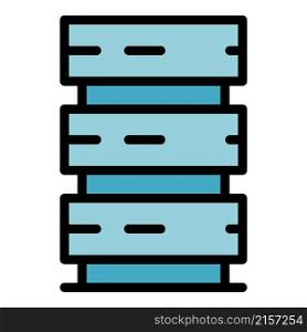 Server tower icon. Outline server tower vector icon color flat isolated. Server tower icon color outline vector