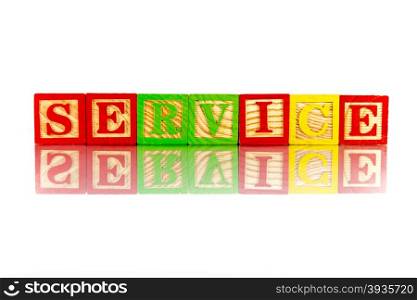service word reflection on the white background