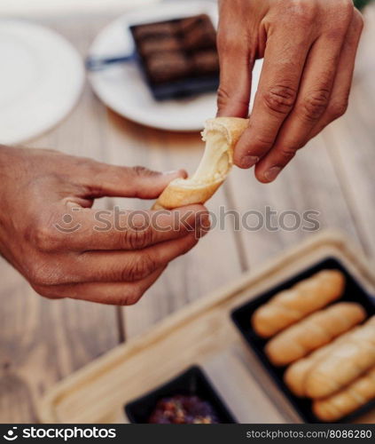 Serving of sticks stuffed with cheese called tequenos