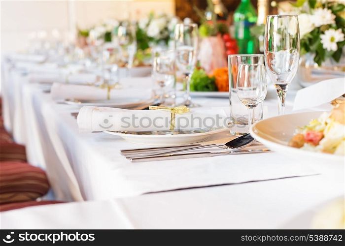 Serving table prepared for event party or wedding