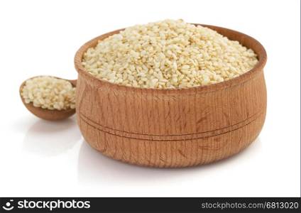 sesame seed in bowl isolated on white background