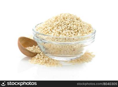 sesame seed in bowl isolated on white background