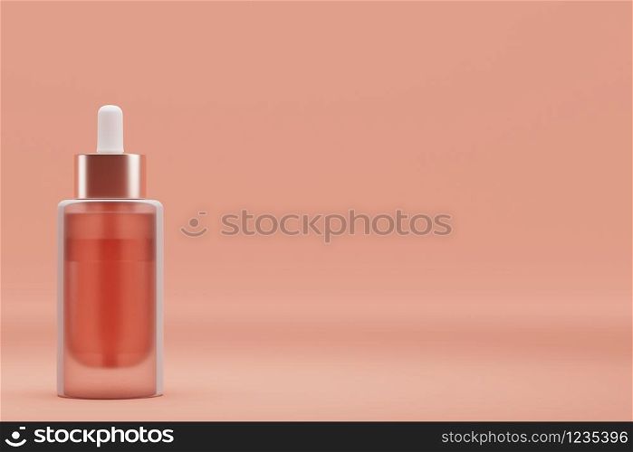 Set Blank cosmetic packaging mock up, pastel orange background, 3d rendering