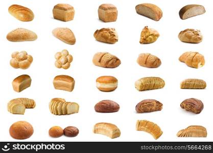 Set bread isolated on white background