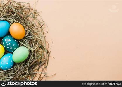 set bright easter eggs nest. High resolution photo. set bright easter eggs nest. High quality photo