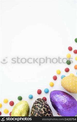 set chocolate eggs bright candies
