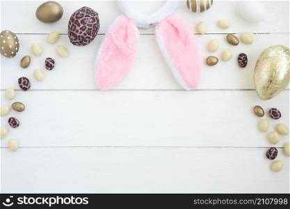 set chocolate eggs easter bunny ears