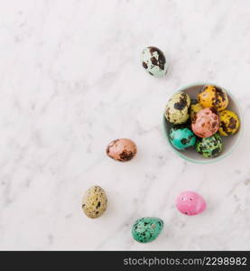 set colourful quail easter eggs bowl