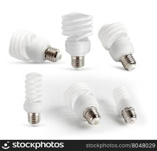 Set Energy saving light bulb on a white background isolated.