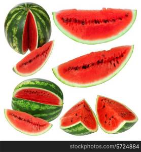 Set fresh watermelon isolated on a white background