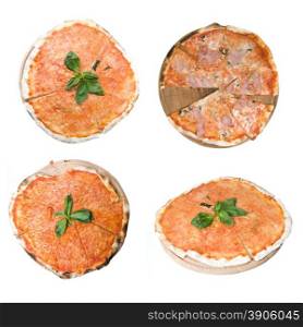 set from 4 full size photos of classic italian pizza