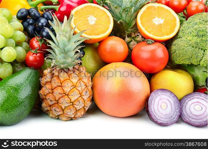 set fruit and vegetable background