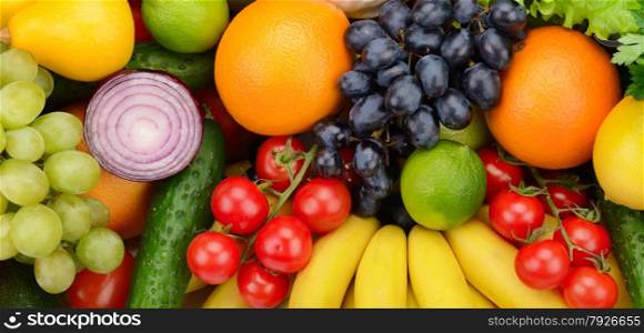 set fruit and vegetable background