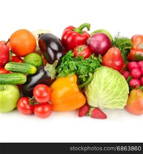 set fruit and vegetable isolated on white background