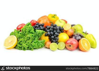 set fruit and vegetables isolated on white