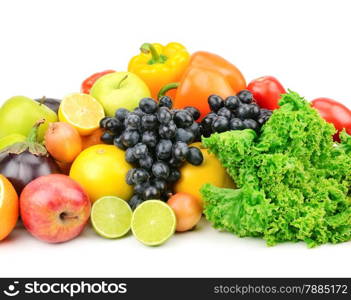 set fruit and vegetables isolated on white