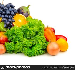 set fruit and vegetables isolated on white