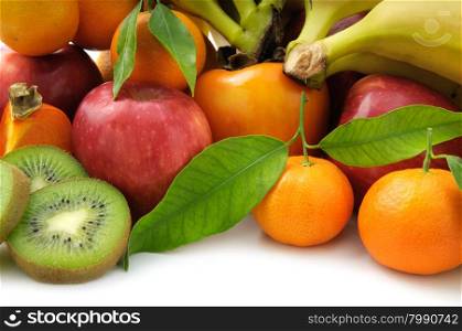 set fruit on white background