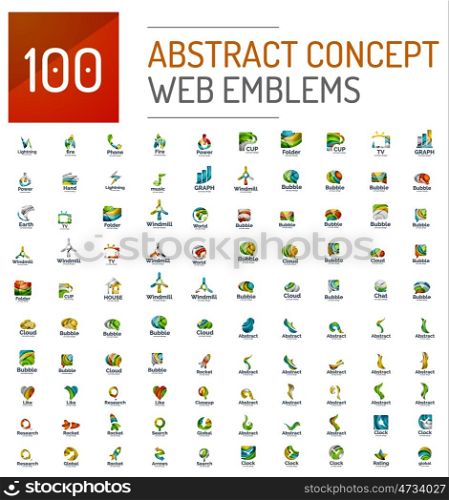 Set of 100 web internet concepts logo icons, business corporate emblems