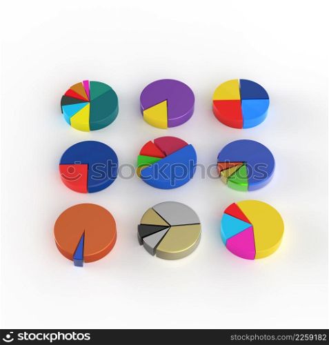set of 3d different pie chart as concept