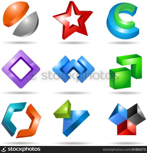 set of 3d icons or logos designs for branding