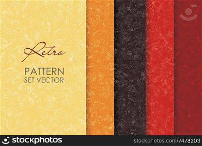 Set of 5 perfect patterns. Floral stile vintage geometric background.