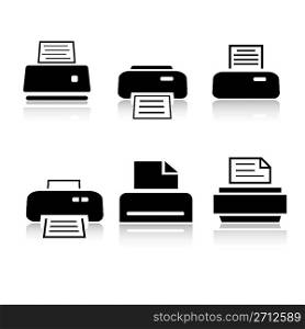 Set of 6 printer icons