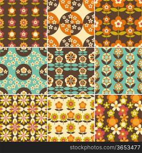 Set of 70s Seamless Patterns Design Wallpaper