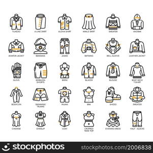 Set of About clothes - apparel thin line icons for any web and app project.