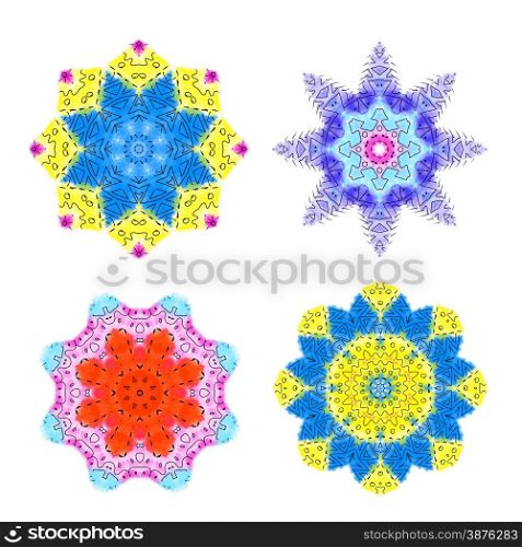 Set of abstract color shapes on white background