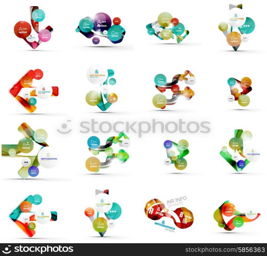 Set of abstract geometric paper effect infographic banner templates. Business presentations, backgrounds, option infographics or advertising banner layouts