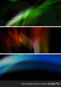 Set of abstract glowing banners. Vector eps 10
