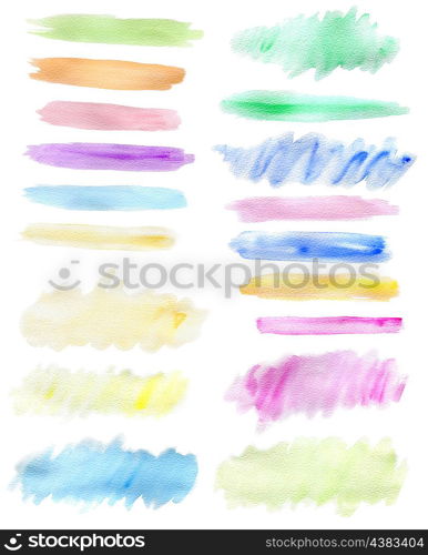 Set of abstract horizontal watercolor blots for design