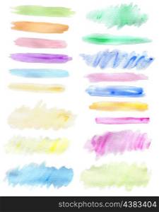 Set of abstract horizontal watercolor blots for design