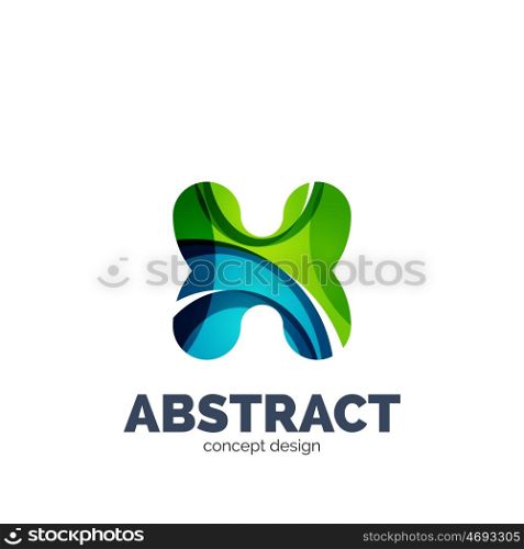 set of abstract letter business logo icons, geometric wavy flowing style