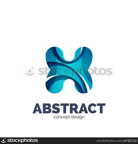 set of abstract letter business logo icons, geometric wavy flowing style