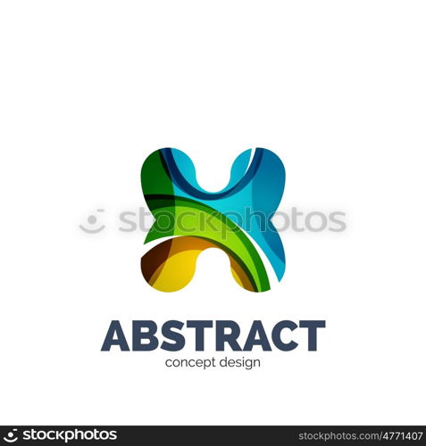 set of abstract letter business logo icons, geometric wavy flowing style