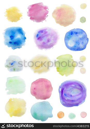 Set of abstract watercolor blots for design