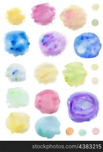 Set of abstract watercolor blots for design