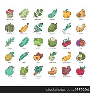 Set of Alkaline Foods thin line icons for any web and app project.
