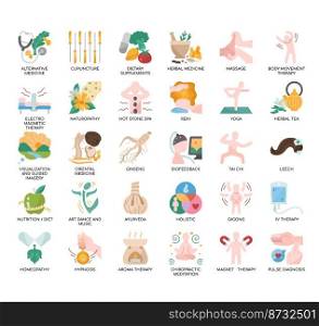 Set of Alternative Medicine thin line icons for any web and app project.