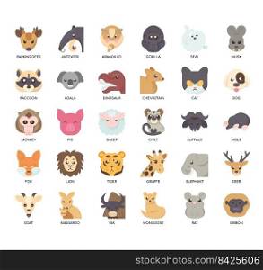 Set of animal 1 thin line icons for any web and app project.
