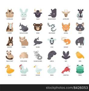 Set of animal 2 thin line icons for any web and app project.