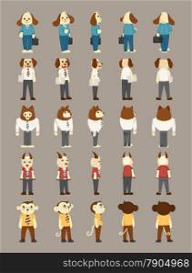 Set of animal business man costume characters , eps10 vector format