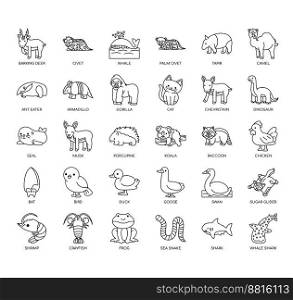 Set of animal thin line and pixel perfect icons for any web and app project.