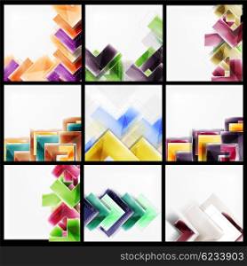 Set of arrow abstract geometric backgrounds. Set of arrow abstract geometric backgrounds. universal blank templates with copyspace