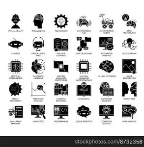 Set of Artificial Intelligence thin line icons for any web and app project.