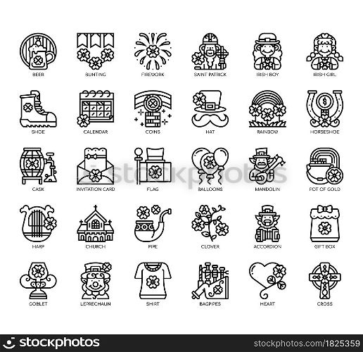 Set of At Patrick thin line and pixel perfect icons for any web and app project.