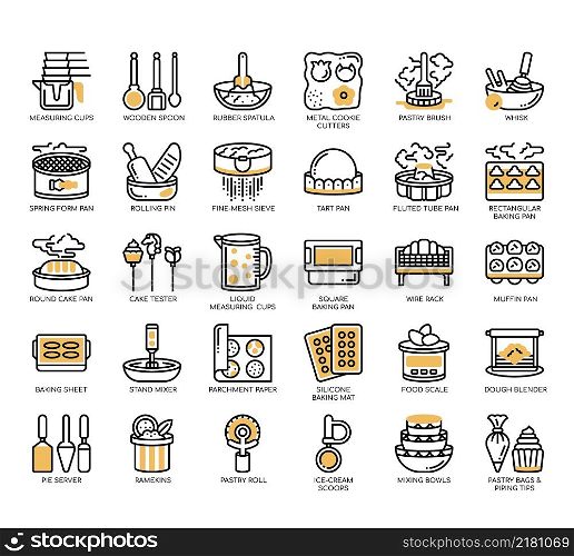 Set of Baking tools thin line icons for any web and app project.