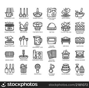 Set of Baking tools thin line icons for any web and app project.
